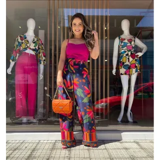 Estampado casual pantalona calça - Onça 🐆 1