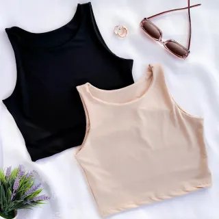 Moda Verão: Kit 2 Cropped Feminino Suplex Liso Básico - Várias Cores - Preto/fúcsia