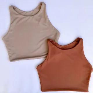 Moda Verão: Kit 2 Cropped Feminino Suplex Liso Básico - Várias Cores - Preto/fúcsia