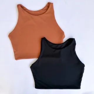 Moda Verão: Kit 2 Cropped Feminino Suplex Liso Básico - Várias Cores - Preto/fúcsia