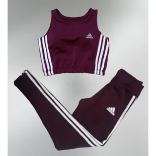 Calça Fitness Top Cropped com Bojo Conjunto - Não Fica Transparente - Conjunto preto com rosa