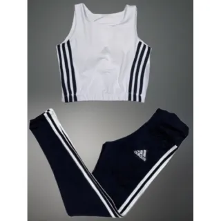 Calça Fitness Top Cropped com Bojo Conjunto - Não Fica Transparente - Conjunto preto com rosa