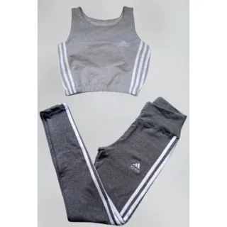 Calça Fitness Top Cropped com Bojo Conjunto - Não Fica Transparente - Conjunto preto com rosa