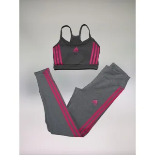 Calça Fitness Top Cropped com Bojo Conjunto - Não Fica Transparente - Conjunto preto com rosa