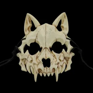 Festa Fantasia Halloween: Máscara de Lobo Caveira - Único