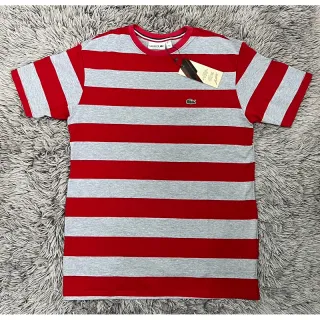 Camiseta Listrada Basica Peruana 40.1 - Vermelho-Cinza