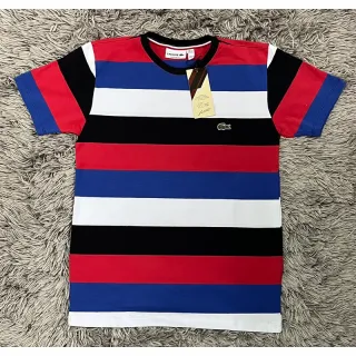 Camiseta Peruana Basica Listrada 40.1 - Laranja-Cinza-Roxo-Branco