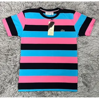 Camiseta Peruana Basica Listrada 40.1 - Laranja-Cinza-Roxo-Branco