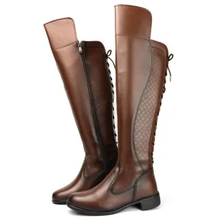 Bota Feminina Regulagem Over The Knee Dona Beja Cano Longo - Marrom