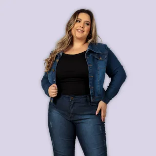Novidade Premium: Jaqueta Jeans Plus Size Lavagem Clara Média Escura Com Elastano - Atenas Jeans - Medio