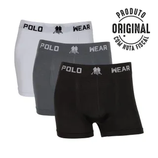 Cueca Boxer Masculina Polo Wear Kit 3 - Original Sem Costura - 2CINZA-1MARINHO