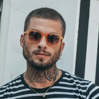 Proteção UV400 Oculos de Sol Redondo Unisex Vegas - C3