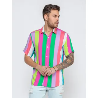 Promoção: Camisas Estampadas Listradas Unisex de Alta Qualidade - P