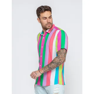 Promoção: Camisas Estampadas Listradas Unisex de Alta Qualidade - P