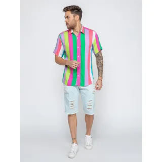 Promoção: Camisas Estampadas Listradas Unisex de Alta Qualidade - P