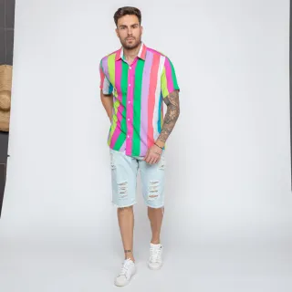 Promoção: Camisas Estampadas Listradas Unisex de Alta Qualidade - P
