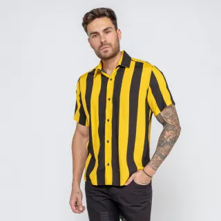 Promoção: Camisas Slim Unisex Estampada Listrada - Alta Qualidade - P