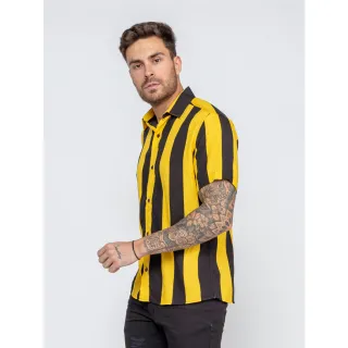 Promoção: Camisas Slim Unisex Estampada Listrada - Alta Qualidade - P