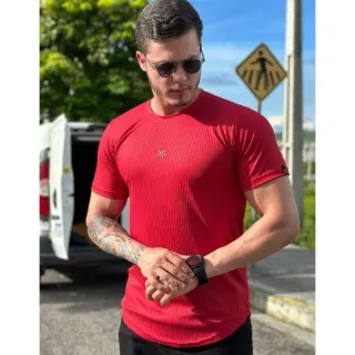 Moda Gringa: Camiseta Masculina Longline Canelada - Basica Americana - Branca