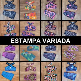 Conjunto Fitness Estampado Feminino - Short e Top para Academia - Estampa 08