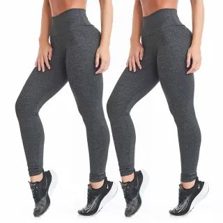 Calças Legging Feminina Suplex Cintura Alta - Kit com 2 unidades - PRETO + PRETO
