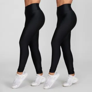 Calças Legging Feminina Suplex Cintura Alta - Kit com 2 unidades - PRETO + PRETO