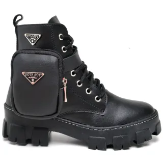 Bota Coturno Feminina Bad Girl Bolsinha - Blogueira - Saltinho