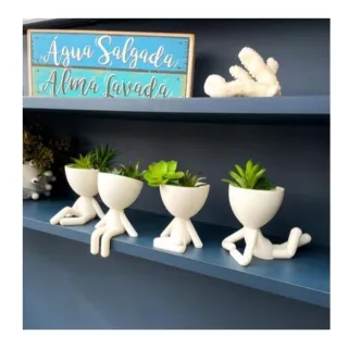 Cactus Suculentas Kit Show - 4 Vasos de Decoração 6cm (Robert Plant) - Branco