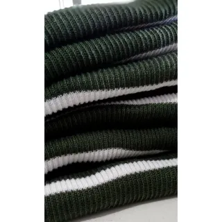 Listras Tendência Saia Midi Tricot Inverno Fenda - PRETA COM LISTRAS CARAMELO