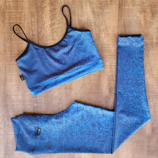 Top Fitness e Calça Legging Conjunto Academia Feminino - Preto