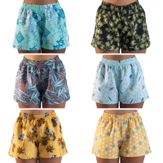 Estampado Feminino Tactel Praia Esporte Short Adulto - M