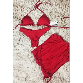 Saia de biquíni com 3 peças - Compre online na Raryel - Amarelo néon 3 peças