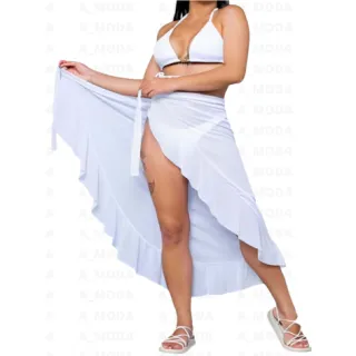 Envio rápido - Pareô feminino longo canga de amarrar para praia - SAIDA DE PRAIA PRETO