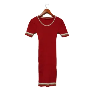 Variedade de Vestidos Tricot Modal / Manga Curta / Gola V e Redonda / Listrado Trico - Marinho Vest Liso