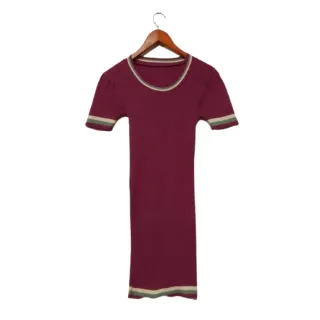 Variedade de Vestidos Tricot Modal / Manga Curta / Gola V e Redonda / Listrado Trico - Marinho Vest Liso