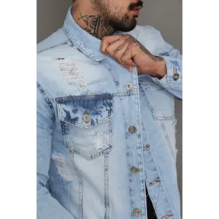 Manchada Jeans Masculina Jaqueta - GG