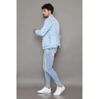 Manchada Jeans Masculina Jaqueta - GG