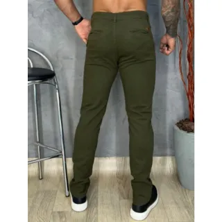 Calças Masculina Alfaiataria Sarja Verde Musgo Sport Fino (23628) - 38