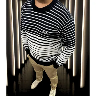 Linho Masculino Suéter Inverno - Preto/branco/Bos Linha