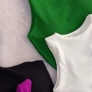 Blusa Canelado Feminino Cropped Com Bojo 3D - Regata Model