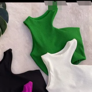 Blusa Canelado Feminino Cropped Com Bojo 3D - Regata Model