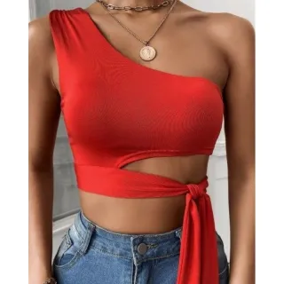 Moda verão: Blusa cropped feminina ombro só mula manca - Branco