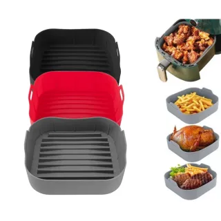 Fritadeira Air Fryer Quadrada Reutilizável - Forma de Silicone Lavável - 1 FORMA DE QUADRADA AIR FRYER