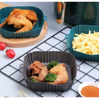 Fritadeira Air Fryer Quadrada Reutilizável - Forma de Silicone Lavável - 1 FORMA DE QUADRADA AIR FRYER