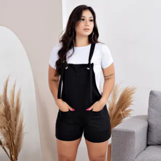 Macaquinho Feminino Soltinho Evangélico Jardineira Salopete