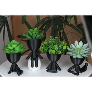 Cactus Suculentas Kit Show - 4 Vasos de Decoração 6cm (Robert Plant) - Branco