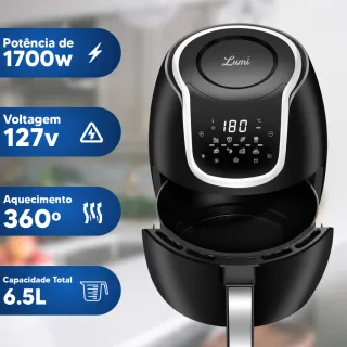 Fritadeira Digital Air Fryer 6.5L - Sem Óleo, Fácil e Rápido! - Touch Digital 8L 127v
