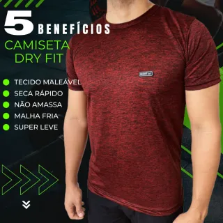 Camisa Masculina Dry Fit para Corrida e Academia - Vermelho