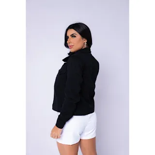 Jaqueta Feminina Jeans Preta e Colorida | Brim | Denim - G