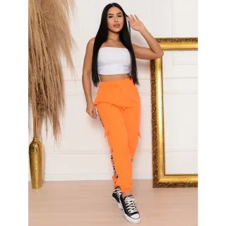 Modelo Tik Tok Calça Feminina Tactel Cargo Jogger com Bolsos Laterais - Azul